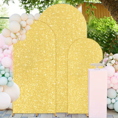 Sequins Wedding Arch Cover Set of 3 Sizes 4ft 5ft 6ft Metallic Spandex Arch Backdrop Cover Payette Glitter Arch Stand Cover for Wedding Birthday Party Decoration