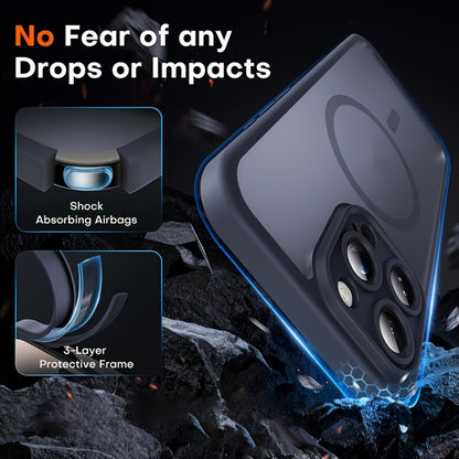 MagSafe iPhone Case Magnetic Matte Translucent Drop-Resistant Full Camera Protection Slim Frosted Cover for iPhone 16 Pro Max 16 Pro 16 Plus 16 15 Pro Max 15 Pro 15 Plus 15 14 Pro Max 14 Pro 14 13 12 – Black Grey Blue