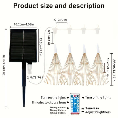 Solar Starburst Lantern Fairy Lights Outdoor 5 Pack 450 LED - Remote & Timer, 8 Modes, Adjustable Brightness, Pure Copper Wire, Waterproof for Yard, Garden, Patio, Wedding & Christmas Decor