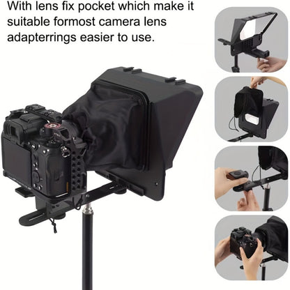 A10 Portable Teleprompter for Smartphone & DSLR Camera | Phone Holder & Remote Control for Video Recording, Live Streaming, Interview, Stage Presentation & Speech