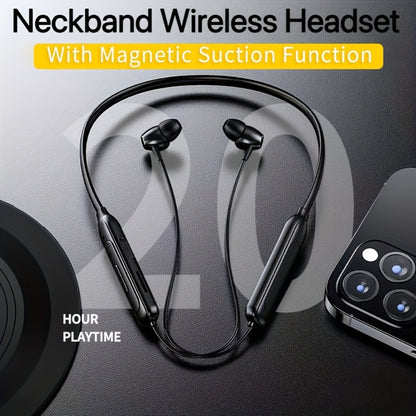 Neckband Magnetic Wireless Earbuds 20H Playtime 230mAh In-Ear Noise Canceling Sports Headphones with Mic Pluggable Memory Card Long Standby for Running Gym Workout Travel