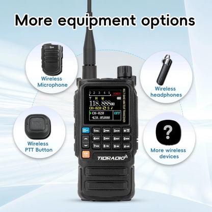 Tidradio H3 Plus Ham Radio Multi-Band Two-Way Radio, AM/FM Reception, Wireless Headset Compatible, Global Intercom via App, Long Range Walkie Talkie for Camping Emergency Outdoor Communication