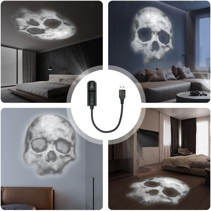 Skull LED Night Light USB-Powered 360° Rotatable Touch Control – Interchangeable Skull & Palm Print Faces, Spooky Atmosphere Lamp for Bedroom Living Room Ceiling Decor, Halloween Gift