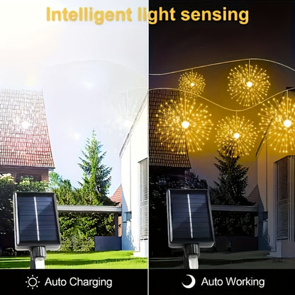 Solar Starburst Lantern Fairy Lights Outdoor 5 Pack 450 LED - Remote & Timer, 8 Modes, Adjustable Brightness, Pure Copper Wire, Waterproof for Yard, Garden, Patio, Wedding & Christmas Decor