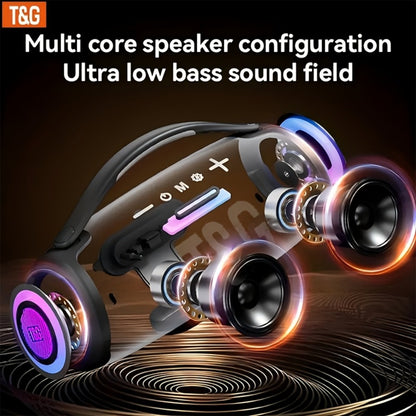 TG418 Bluetooth Wireless Speaker 3000mAh, LED Flash Lights, EQ Settings, Type-C Charging, TF Card USB AUX Compatible, Loud Portable Speaker for Mobile Phones Tablets Computers Outdoor & Home Use