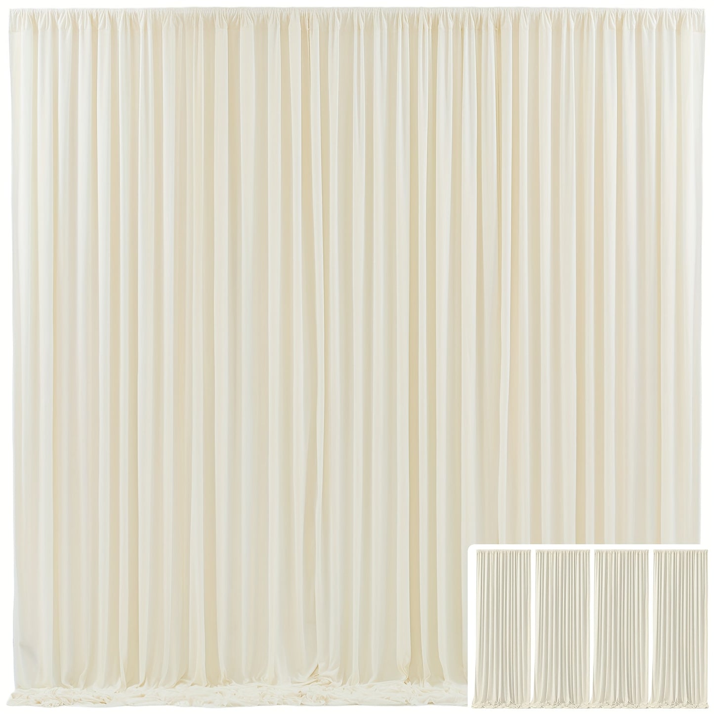 Elegant Fabric Backdrop Curtains 4pcs with Poles 59x85in Non-Transparent Wrinkle-Free Party Photo Backdrop for Wedding Birthday Bridal Shower Graduation Prom Christening Holiday Decor