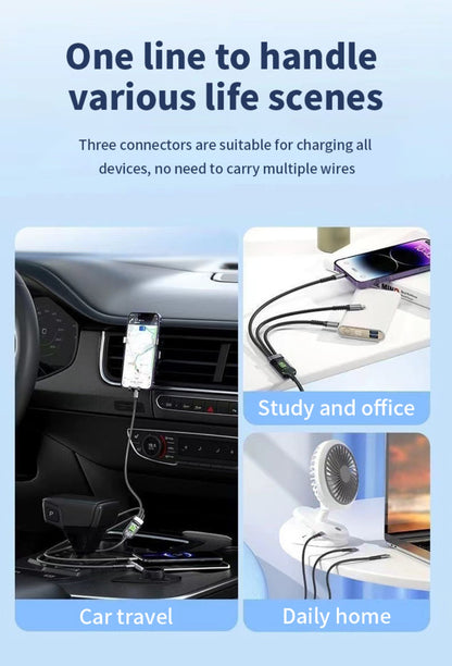 MFi Certified 3-in-1 Charging Cable 100W Fast Charge 4/8 Pack – 1.2m Nylon Braided USB Cable Type-C Micro USB Lightning for iPhone iPad Samsung Android, Multi Connector Multi Pack Phone Charger Cord