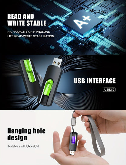Retractable USB Flash Drive Bulk Pack 5-Pack USB 2.0 Thumb Drive 2GB 4GB 8GB 16GB 32GB 64GB Mixed Colors Capless Jump Drive Memory Stick for PC Laptop Mac TV Car Audio