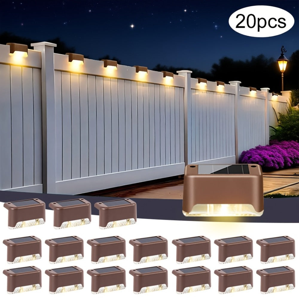 Solar Deck Lights Outdoor 20/30 Pack IP44 Waterproof Warm White LED Step Lights for Stairs Fence Patio Garden Pathway Courtyard Landscape Decoration - Black White Brown Available