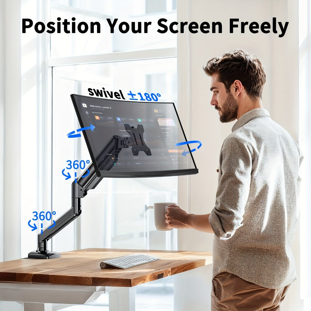 Dual Monitor Stand for 32 Inch Screens, Full Motion Dual Monitor Arm with 180° Swivel Tilt 360° Rotation, VESA 75/100mm, Max 22 lbs Each Arm, Adjustable Height for Home Office Desk Setup