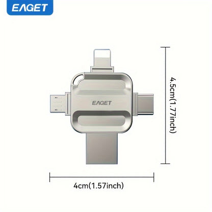 iPhone Flash Drive 4-in-1 USB Stick EAGET I50 Lightning USB-C Micro USB USB 3.0 Photo Stick for iPhone iPad Android PC Mac – 32GB 64GB 128GB 256GB Storage Expansion Memory Stick
