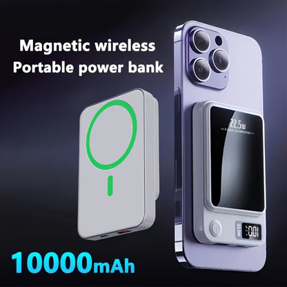 MagSafe Compatible Power Bank 10000mAh Magnetic Wireless Charger 22.5W USB-C Fast Charging LED Display Portable Charger for iPhone 16 15 14 13 12 Series Android Black White