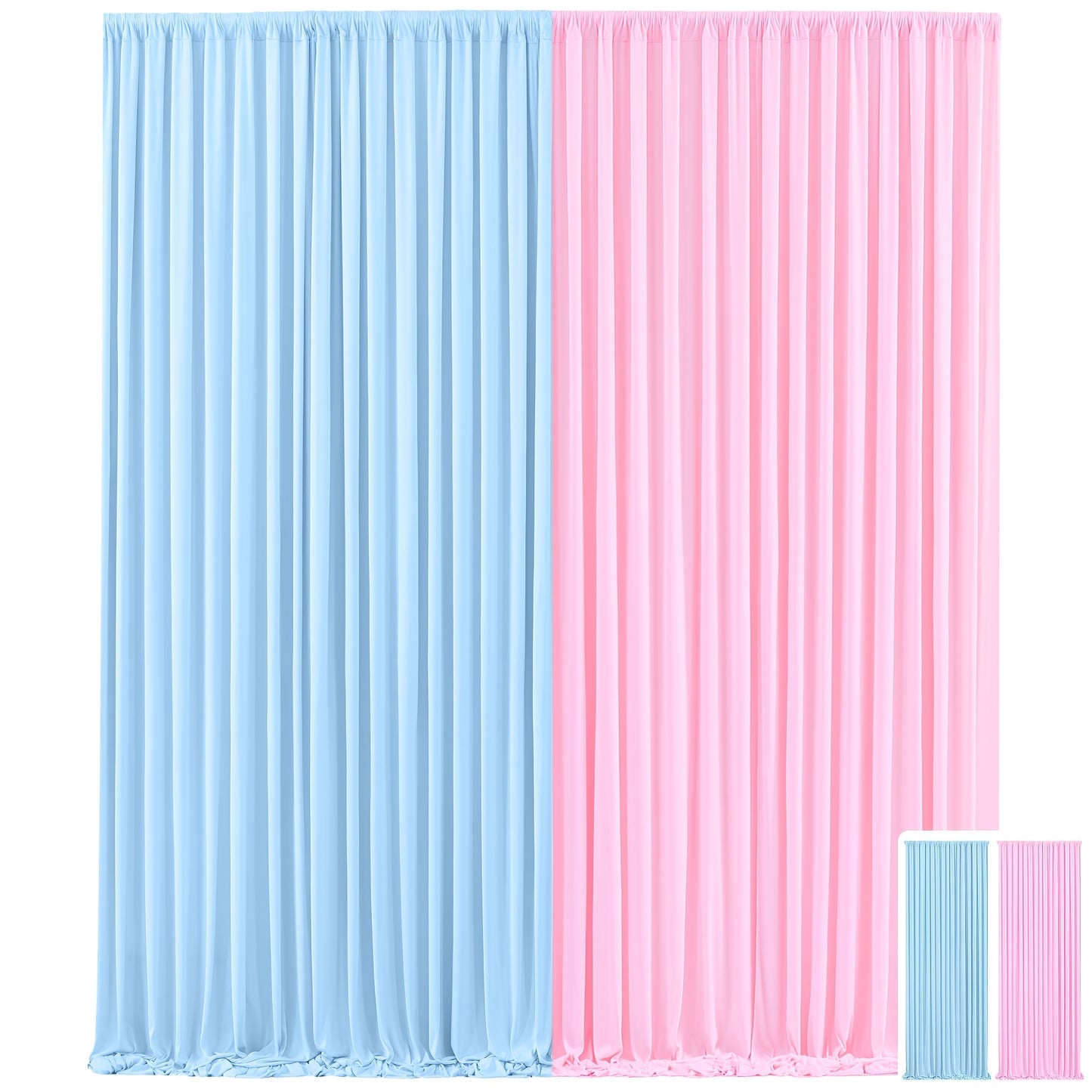 Draped Backdrop Curtains 2-Pack 10x10ft – Luxe Soft Non-Transparent Wrinkle-Free Fabric with Pole Pocket for Wedding, Birthday, Bridal Shower, Graduation, Prom & Holiday Party Decoration