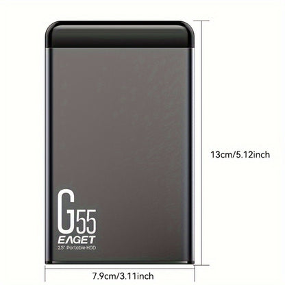 500GB Portable External Hard Drive USB 3.0 Metal Enclosure HDD High-Speed Mobile Backup Storage Plug & Play for PC Mac MacBook PS4 PS5 Xbox Smart TV – EAGET G55 Compact Durable Design