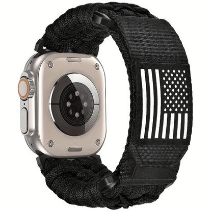 Rugged Nylon Sport Loop Apple Watch Band for Men – Woven Adjustable Strap Compatible with Apple Watch Ultra 3 2 1 Series 11 10 9 8 7 6 5 4 SE 49mm 46mm 45mm 44mm 42mm S M L XL Army Green Black Orange