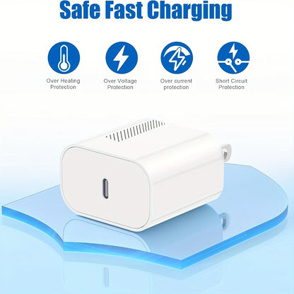 20W iPhone Fast Charger Bundle 3-Pack with 10ft L-Shaped Lightning Cable – 3 Chargers + 3 Cables Set for iPhone 14 13 12 11 Pro Max SE XR – Multi-Color USB-C Wall Charger Kit Family Value Pack