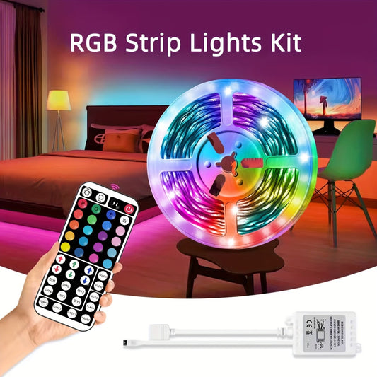 RGB LED Strip Lights for Party Wedding Event with 44-Key Remote - Colorful Color Changing Dimmable 50FT 100FT for Bedroom Kitchen Bar Holiday Home Decoration