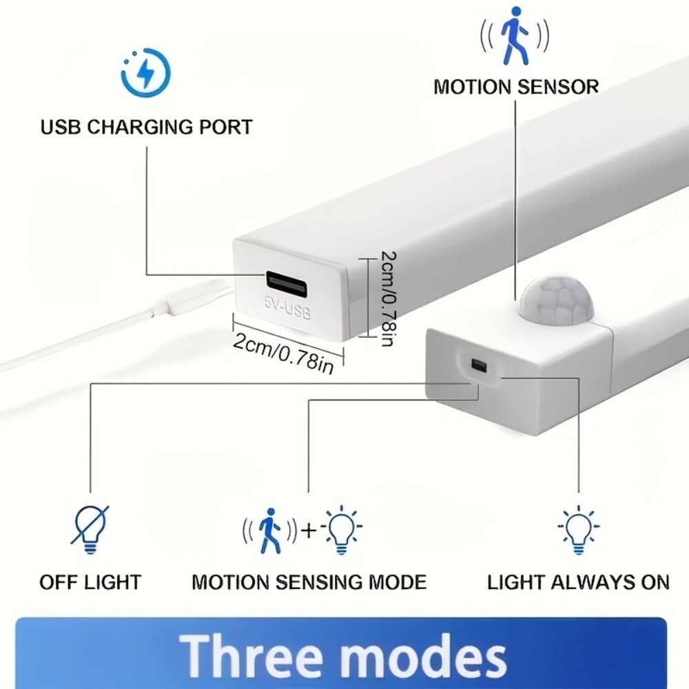 LED Motion Sensor Cabinet Lights USB Rechargeable 3 Modes – Wireless Night Light 6 9 12 Pack 3 Sizes for Bedroom Staircase Kitchen Office Piano Room Dance Studio Bedside Reading