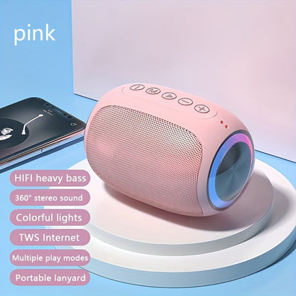 Pink Portable Wireless Bluetooth Speaker with Colored LED Lights - Foubeak Dual Speaker Stereo Sound, Rechargeable, Perfect Gift for Girls Women Christmas Birthday Valentine