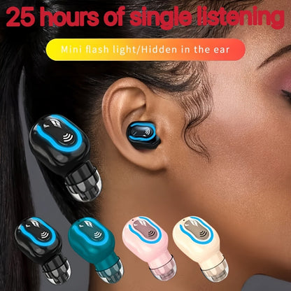 Mini Invisible Wireless Earphone Long Standby Condenser Microphone In-Ear Sport Headset for Running Gym Cycling Exercise iOS Android Black Green Beige Pink