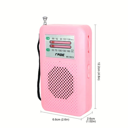 Portable AM FM Radio Battery Powered Handheld with Manual Tuner, Headphone Jack, Built-in Speaker, Adjustable Telescopic Antenna & Wrist Strap for Camping, Travel, Emergency & Outdoor Use