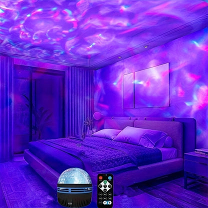 Multicolor LED Water Ripple Night Light USB Plug-and-Play with Remote Control – Color Changing Ambient Projection Lamp for Living Room, Bedroom, Holiday Party & Home Decor
