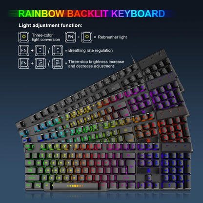 Gaming Keyboard and Mouse Combo 4-in-1 Wired Gaming Set with Headset Mouse Pad for PC Xbox PS4 Desktop Laptop RGB Bundle All-in-One Gaming Peripheral Kit for Beginners Black