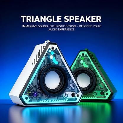Triangular Portable Bluetooth Speaker Outdoor Wireless Rechargeable Stereo Subwoofer with HD Sound, Multi-Style Cinema Audio System for Camping Travel Home Party Use
