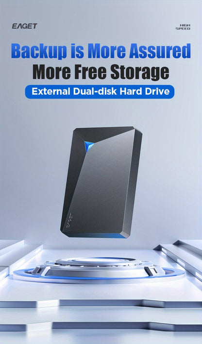 1TB Dual-Disk External Hard Drive USB 3.0 5Gbps High Speed 2.5 Inch Portable HDD Plug and Play for PC Laptop Mac PS4 Xbox Smart TV Data Backup Storage Drive