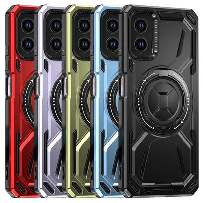 Moto G 5G 2024 Case with Tempered Glass Screen Protector & 360° Magnetic Ring Stand Kickstand – Shockproof Wireless Charging Compatible Protective Cover for Motorola Moto G 5G 2024