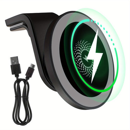 Magnetic Car Mount Wireless Charger 15W Fast Charging 360° Rotation Dashboard Phone Holder for iPhone 17 Air 16 15 14 13 12 Pro Max, Samsung Galaxy S24 S23 Android – Black White