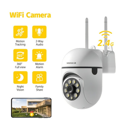 1080P WiFi Security Camera Indoor Outdoor, 360° Pan Tilt Zoom, Color Night Vision, Two-Way Audio, AI Motion Detection, Spotlight Alarm, Cloud & TF Card Storage, Remote Monitoring Home Security