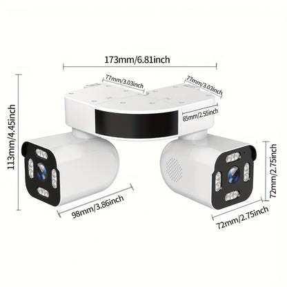 8MP Dual Lens PTZ Security Camera Outdoor Indoor WiFi Wireless Surveillance Camera 360° Panoramic View Corner Mount Full Color Night Vision Waterproof IP66