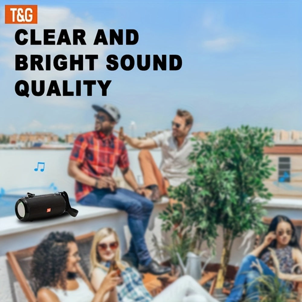 TG537 Portable Bluetooth Speaker with TWS Stereo Pairing, Hands-Free Calling, TF Card & USB Playback, Wireless Loudspeaker for Smartphone Tablet TV Camping Travel Outdoor Indoor