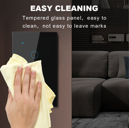 Black Tempered Glass WiFi Smart Light Switch 1/2/3/4 Gang – US Standard, Works with Alexa & Google Home, Tuya App, Smart Scenes, Timer, Voice & App Control, Neutral Wire Required, 100-240V