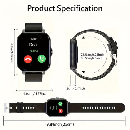 Smartwatch for Men Women with Bluetooth Calling, 1.83" Full Touch Screen Large Dial, Weather Notification, Sports Tracker & Pedometer, Multiple Sport Modes, USB Rechargeable – Unisex Gift Smart Watch Gold Silver Black