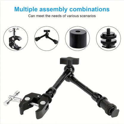 Magic Arm 11 Inch Friction Articulating with Super Clamp – Camera Arm for DSLR, LCD Monitor, LED Light, Photo Studio, Streaming & Outdoor Camping Fishing Mount