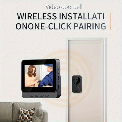 170° Wide Angle Video Doorbell Camera 1080P with 4.3" HD Monitor - No WiFi No App No Subscription, 850nm Night Vision, USB-C Rechargeable, 128GB SD Card Option, Two-Way Audio