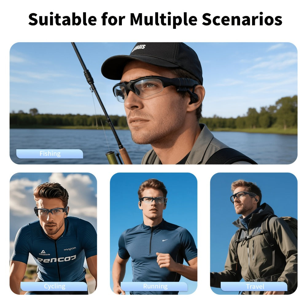 Audio Glasses 2-in-1 Wireless Headphone Sunglasses with Microphone, Fashion Smart Eyewear Bluetooth Earphones for Music Calls Outdoor Sports Travel Daily Use iPhone Android
