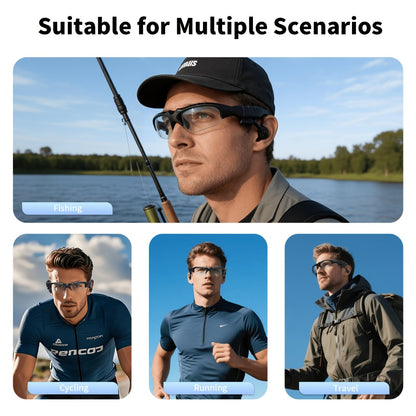 Audio Glasses 2-in-1 Wireless Headphone Sunglasses with Microphone, Fashion Smart Eyewear Bluetooth Earphones for Music Calls Outdoor Sports Travel Daily Use iPhone Android