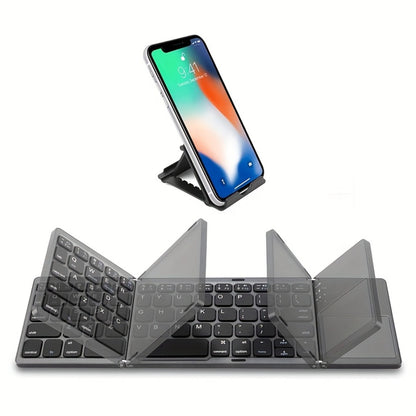 Tri-Fold Bluetooth Keyboard with Touchpad Rechargeable Portable Foldable Wireless Keyboard for iPhone iPad Tablet Laptop PC Smartphone Windows iOS Android – Seenda Aluminum Travel Keyboard BT 5.1