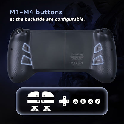 Wireless Mobile Gaming Controller Bluetooth 5.0 Retractable Gamepad – ShanWan Q13 for iPhone Android PC Steam, 25H Battery Type-C Charging, PUBG Fortnite Genshin Cloud Gaming Phone Controller Gift