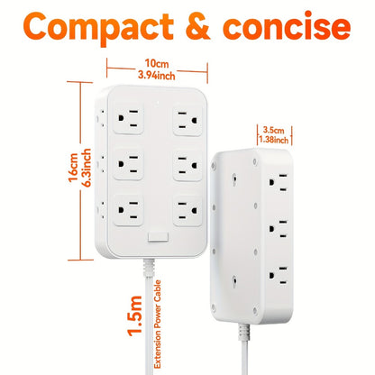 12-Outlet Surge Protector Power Strip with One-Touch Master Switch 18-in-1 with 12 Spacious AC Outlets 4 USB-A 2 USB-C Ports Safe Portable Charging Station for Home Dorm Office Travel – Black & White