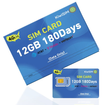 Prepaid Data SIM Card USA 4G LTE KIWISIM Auto-Switch AT&T & T-Mobile – No Contract No Monthly Fee, 6GB 8GB 24GB Plans for Security Cameras GPS Trackers Mobile Hotspots IoT Tablets Smartwatches