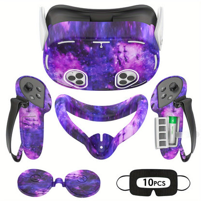 Meta Quest 3S Silicone Cover Set - VR Face Cover Shell Controller Grip Case Camera Lens Protector Full Protection Accessories Kit for Meta Quest 3S