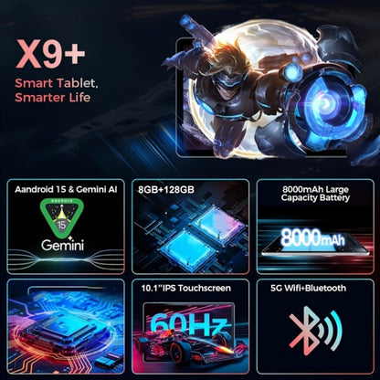 2-in-1 Tablet Android 15, 10.1 Inch Tablet with Keyboard Case Stylus, 8GB RAM 128GB ROM, 8000mAh Battery, 5G WiFi, 5MP+16MP Dual Camera, 1280x800 FHD IPS, Tablet PC for Adults Kids