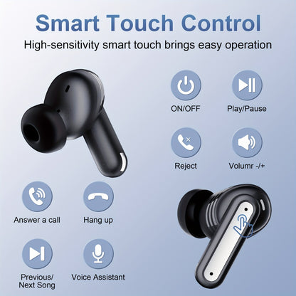 ENC Sports Wireless Earbuds ANKRIYUL Stereo Headphones Environmental Noise Cancellation Charging Case Compatible Smartphone Laptop TV Music Calls Earphones Black