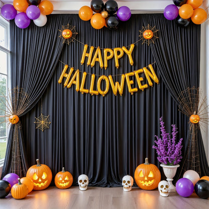 White Black Duo Backdrop Curtains 2 Pack 5x10Ft Wrinkle-Resistant Photo Background Fabric for Wedding, Birthday, Christmas, Halloween & Party Decoration – Reversible Dual Color Event Curtain Set