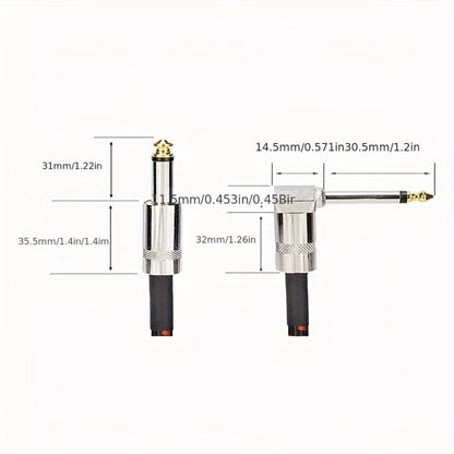 Guitar Bass Amplifier Cable with RCA Connectors – 10ft & 20ft, Tinned Copper Core, Durable Flexible Round Design, Universal Instrument Amp Cable for Electric Guitar, Bass, Keyboard & More