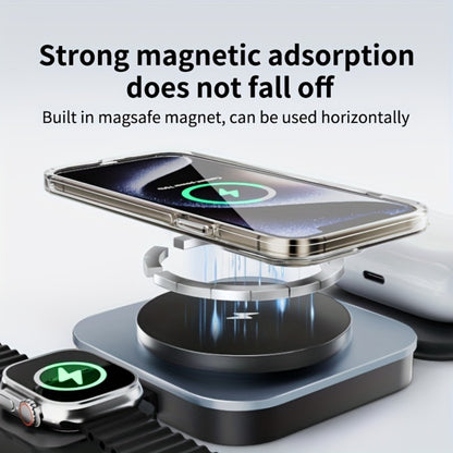 Foldable Travel 3-in-1 Wireless Charging Station 15W – Fast Charge for iPhone 17 16 15 14 13 12 Pro Max Plus, Apple Watch Ultra Series 9 8 7 6 5 4 3 2 1 SE & AirPods 4 3 2 Pro | Portable Black Charger
